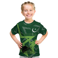 Pakistan Cricket Kid T Shirt Sporty Style with Flag Stars & Player Illustration