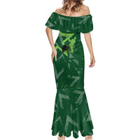 Pakistan Cricket Mermaid Dress Sporty Style with Flag Stars & Player Illustration