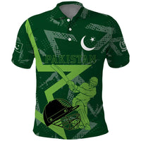 Pakistan Cricket Polo Shirt Sporty Style with Flag Stars & Player Illustration
