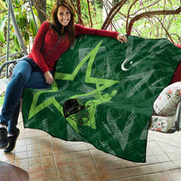 Pakistan Cricket Quilt Sporty Style with Flag Stars & Player Illustration