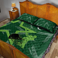 Pakistan Cricket Quilt Bed Set Sporty Style with Flag Stars & Player Illustration