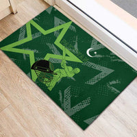 Pakistan Cricket Rubber Doormat Sporty Style with Flag Stars & Player Illustration