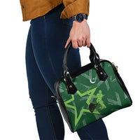 Pakistan Cricket Shoulder Handbag Sporty Style with Flag Stars & Player Illustration