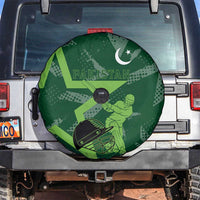 Pakistan Cricket Spare Tire Cover Sporty Style with Flag Stars & Player Illustration