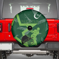 Pakistan Cricket Spare Tire Cover Sporty Style with Flag Stars & Player Illustration