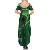 Pakistan Cricket Summer Maxi Dress Sporty Style with Flag Stars & Player Illustration