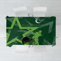 Pakistan Cricket Tablecloth Sporty Style with Flag Stars & Player Illustration