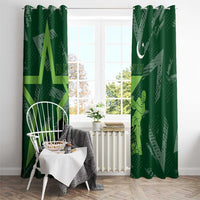 Pakistan Cricket Window Curtain Sporty Style with Flag Stars & Player Illustration