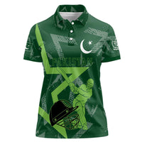 Pakistan Cricket Women Polo Shirt Sporty Style with Flag Stars & Player Illustration