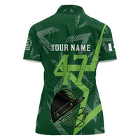 Pakistan Cricket Women Polo Shirt Sporty Style with Flag Stars & Player Illustration