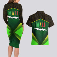 Mali Map Couples Matching Long Sleeve Bodycon Dress and Hawaiian Shirt National Emblem & Cultural Pattern Design