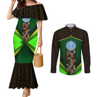 Mali Map Couples Matching Mermaid Dress and Long Sleeve Button Shirt National Emblem & Cultural Pattern Design