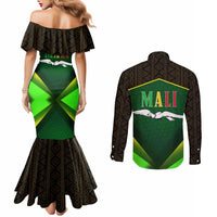 Mali Map Couples Matching Mermaid Dress and Long Sleeve Button Shirt National Emblem & Cultural Pattern Design