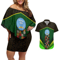 Mali Map Couples Matching Off Shoulder Short Dress and Hawaiian Shirt National Emblem & Cultural Pattern Design