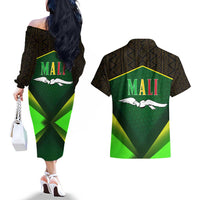 Mali Map Couples Matching Off The Shoulder Long Sleeve Dress and Hawaiian Shirt National Emblem & Cultural Pattern Design