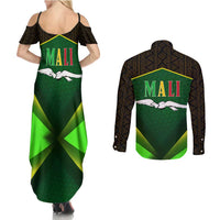 Mali Map Couples Matching Summer Maxi Dress and Long Sleeve Button Shirt National Emblem & Cultural Pattern Design