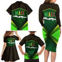 Mali Map Family Matching Long Sleeve Bodycon Dress and Hawaiian Shirt National Emblem & Cultural Pattern Design