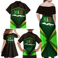 Mali Map Family Matching Off Shoulder Maxi Dress and Hawaiian Shirt National Emblem & Cultural Pattern Design