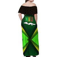 Mali Map Family Matching Off Shoulder Maxi Dress and Hawaiian Shirt National Emblem & Cultural Pattern Design