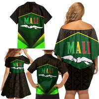 Mali Map Family Matching Off Shoulder Short Dress and Hawaiian Shirt National Emblem & Cultural Pattern Design