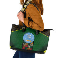 Mali Map Leather Tote Bag National Emblem & Cultural Pattern Design