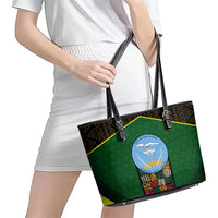 Mali Map Leather Tote Bag National Emblem & Cultural Pattern Design