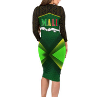 Mali Map Long Sleeve Bodycon Dress National Emblem & Cultural Pattern Design