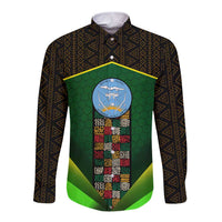 Mali Map Long Sleeve Button Shirt National Emblem & Cultural Pattern Design
