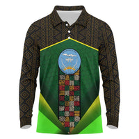 Mali Map Long Sleeve Polo Shirt National Emblem & Cultural Pattern Design