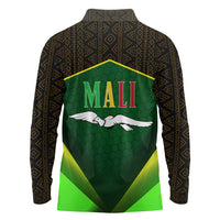 Mali Map Long Sleeve Polo Shirt National Emblem & Cultural Pattern Design