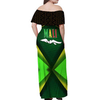 Mali Map Off Shoulder Maxi Dress National Emblem & Cultural Pattern Design