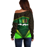 Mali Map Off Shoulder Sweater National Emblem & Cultural Pattern Design