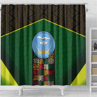 Mali Map Shower Curtain National Emblem & Cultural Pattern Design