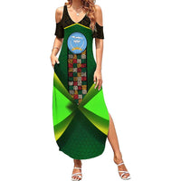 Mali Map Summer Maxi Dress National Emblem & Cultural Pattern Design