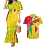 Mali Map Couples Matching Mermaid Dress and Hawaiian Shirt Heart-Inspired Design with National Flag Colors