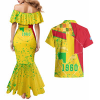 Mali Map Couples Matching Mermaid Dress and Hawaiian Shirt Heart-Inspired Design with National Flag Colors