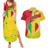 Mali Map Couples Matching Summer Maxi Dress and Hawaiian Shirt Heart-Inspired Design with National Flag Colors
