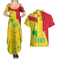 Mali Map Couples Matching Summer Maxi Dress and Hawaiian Shirt Heart-Inspired Design with National Flag Colors