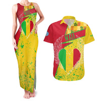 Mali Map Couples Matching Tank Maxi Dress and Hawaiian Shirt Heart-Inspired Design with National Flag Colors