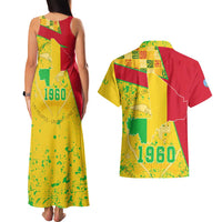 Mali Map Couples Matching Tank Maxi Dress and Hawaiian Shirt Heart-Inspired Design with National Flag Colors
