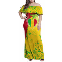 Mali Map Family Matching Off Shoulder Maxi Dress and Hawaiian Shirt Heart-Inspired Design with National Flag Colors