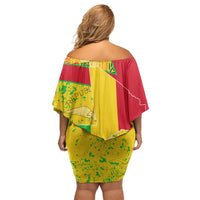 Mali Map Family Matching Off Shoulder Short Dress and Hawaiian Shirt Heart-Inspired Design with National Flag Colors