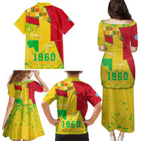 Mali Map Family Matching Puletasi and Hawaiian Shirt Heart-Inspired Design with National Flag Colors