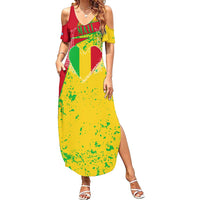 Mali Map Family Matching Summer Maxi Dress and Hawaiian Shirt Heart-Inspired Design with National Flag Colors