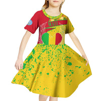 Mali Map Kid Short Sleeve Dress Heart-Inspired Design with National Flag Colors