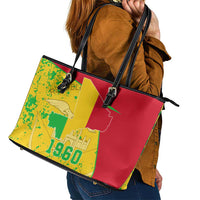 Mali Map Leather Tote Bag Heart-Inspired Design with National Flag Colors