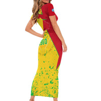 Mali Map Short Sleeve Bodycon Dress Heart-Inspired Design with National Flag Colors