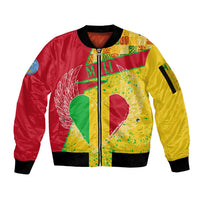 Mali Map Sleeve Zip Bomber Jacket Heart-Inspired Design with National Flag Colors