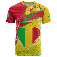 Mali Map T Shirt Heart-Inspired Design with National Flag Colors