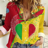 Mali Map Women Casual Shirt Heart-Inspired Design with National Flag Colors